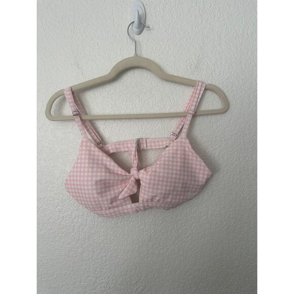Albion Pink Check Off The Hook Bikini Top Size Large - Picture 1 of 5